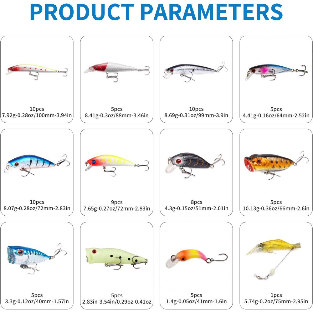 Artificial Baits Kit, 150 Pieces