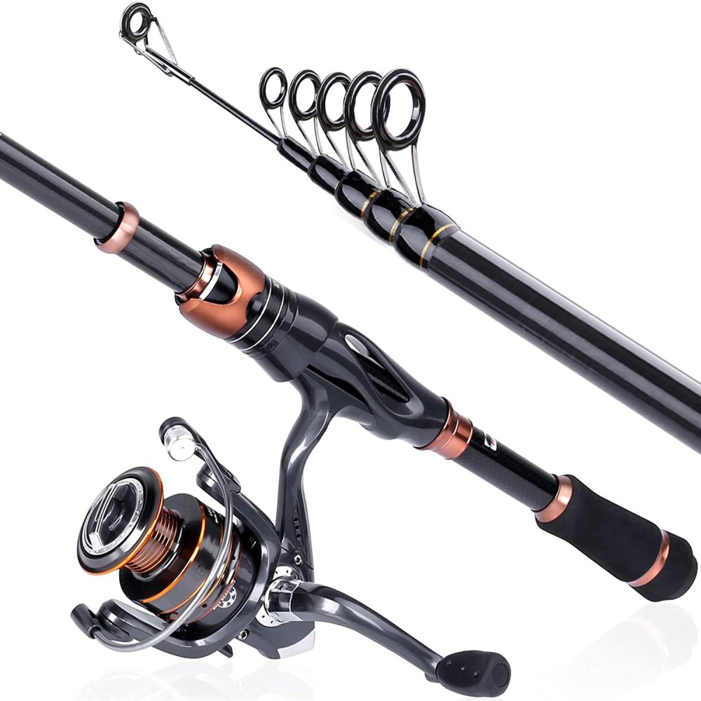 Telescopic rod and reel combo kit with carrier case