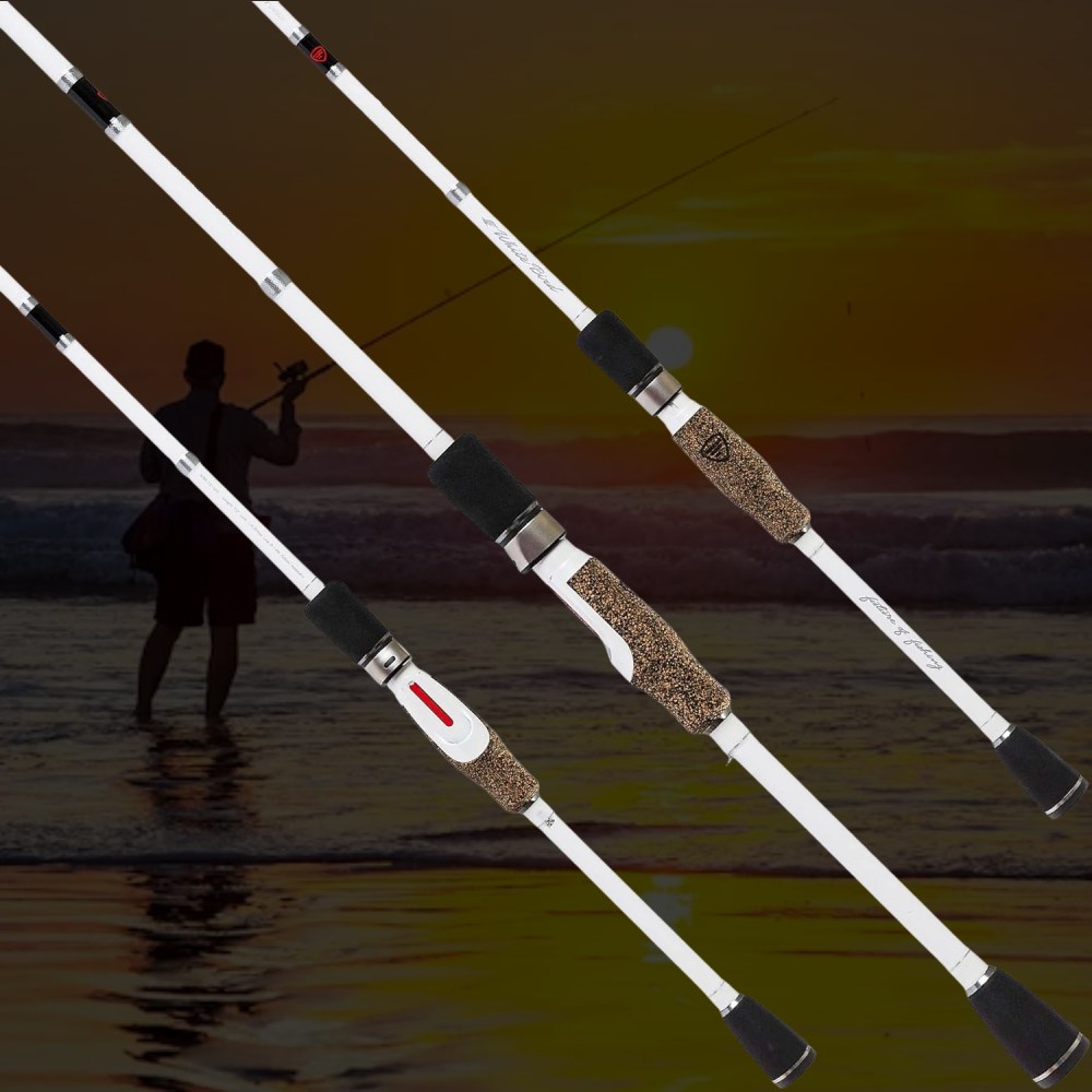 White one-piece IM24T carbon casting rod